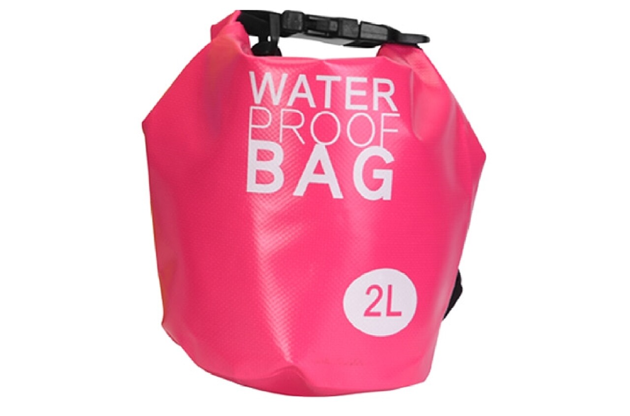 Geanta de plaja impermeabila si plutitoare 2 L, Waterproof Floating, polivinil, roz - imagine 3